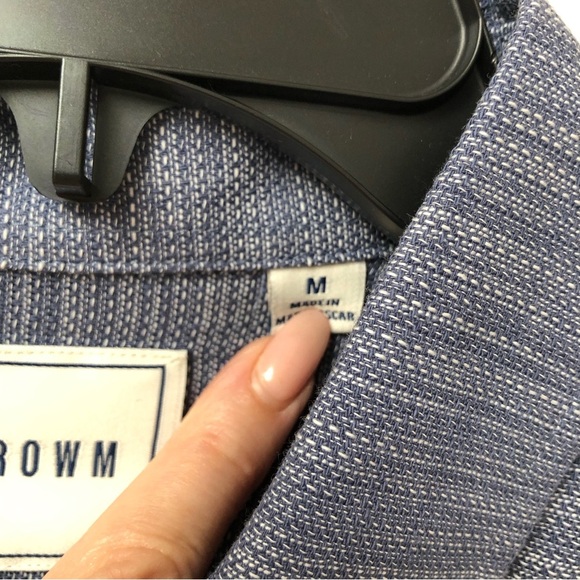 NWT ROWM Mens long sleeve woven blue button down cotton M - Picture 4 of 10